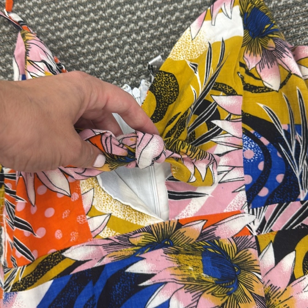 Walter Baker Natasha Midi Dress in Floral Blue Multi, size 10 - Picture 8 of 9
